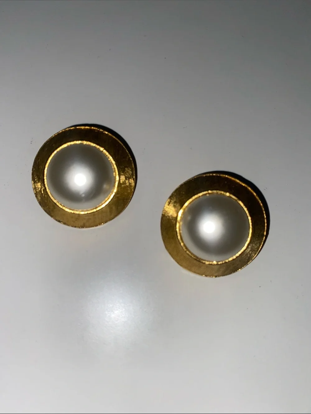 Gold Pearl Button Stud Earrings - Elegant Women’s Jewelry